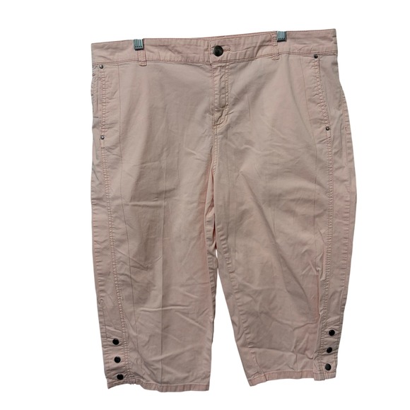 Style & Co Pants - Style & Co Womens Peach Pink Snap Hem Capri Pants Size 16 Cropped Stretch Cotton
